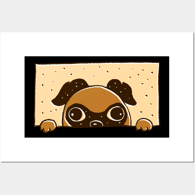 Pug Dog Peeking Wall Art by Imaginariux